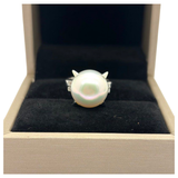 PT900 South Sea Pearl & Diamond Ring