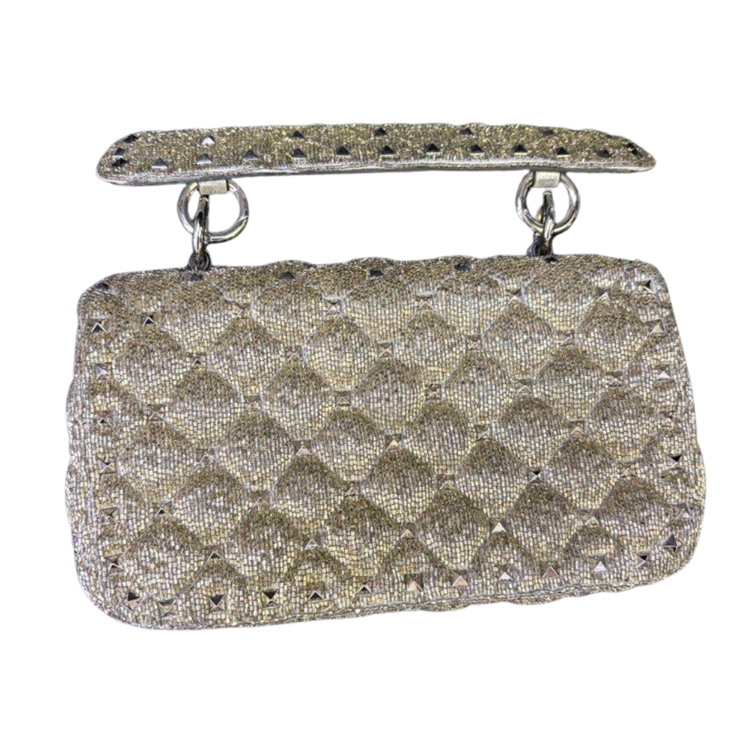 Valentino Garavani Gold Glitter Rockstud Spike Handbag with Sling Secondary image