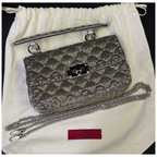 Valentino Garavani Gold Glitter Rockstud Spike Handbag with Sling
