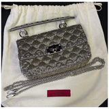 Valentino Garavani Gold Glitter Rockstud Spike Handbag with Sling