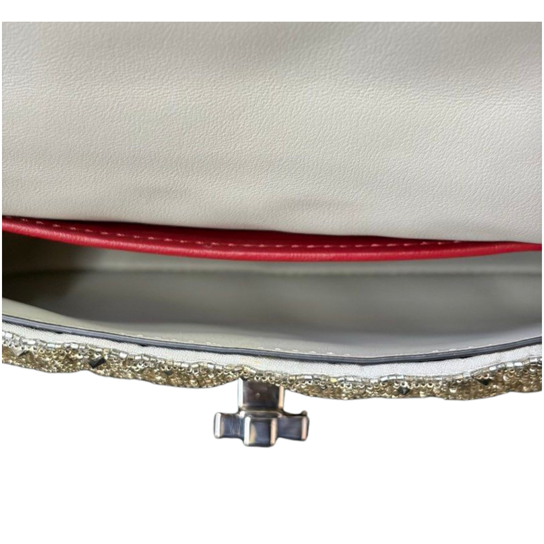 Valentino Garavani Gold Glitter Rockstud Spike Handbag with Sling
