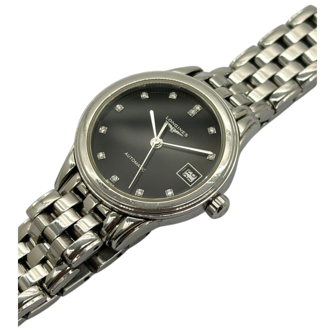 Longines Flagship Classic 26mm Automatic Steel Diamond Black Dial Watch L4.274.4