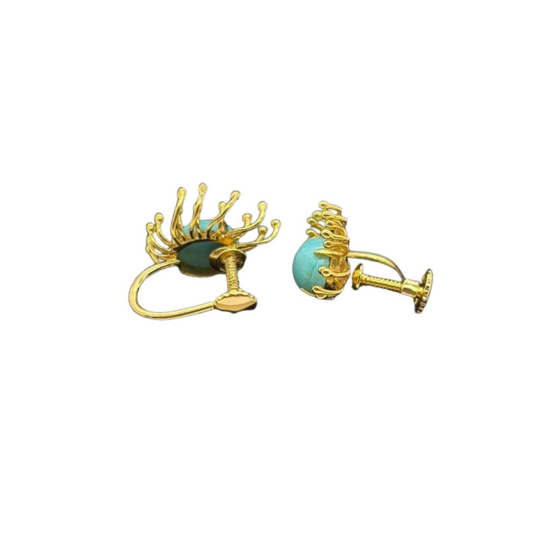 14K Yellow Gold Turquoise Earring