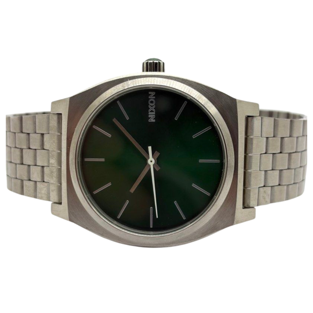Nixon Time Teller 37mm Quartz Green Dial Steel Watch