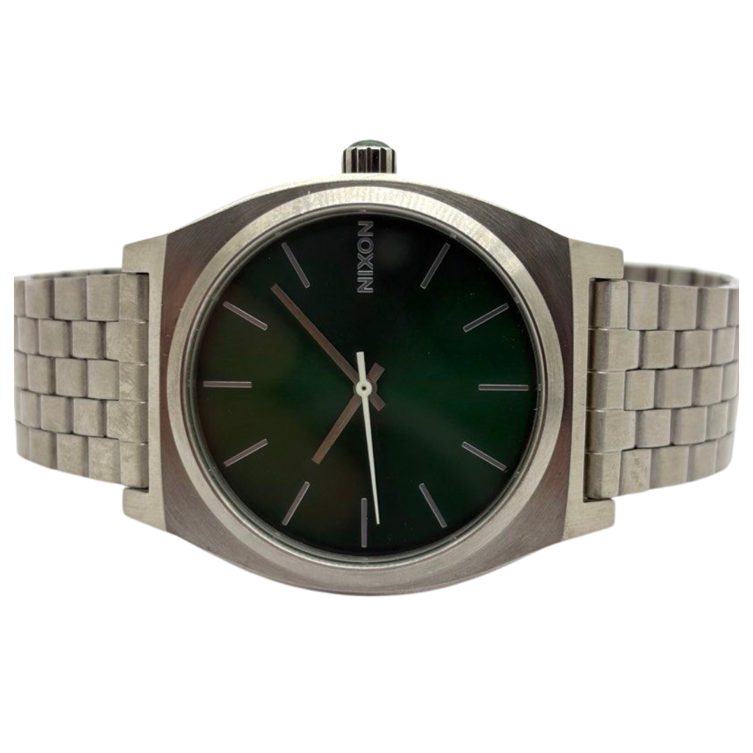 Nixon Time Teller 37mm Quartz Green Dial Steel Watch