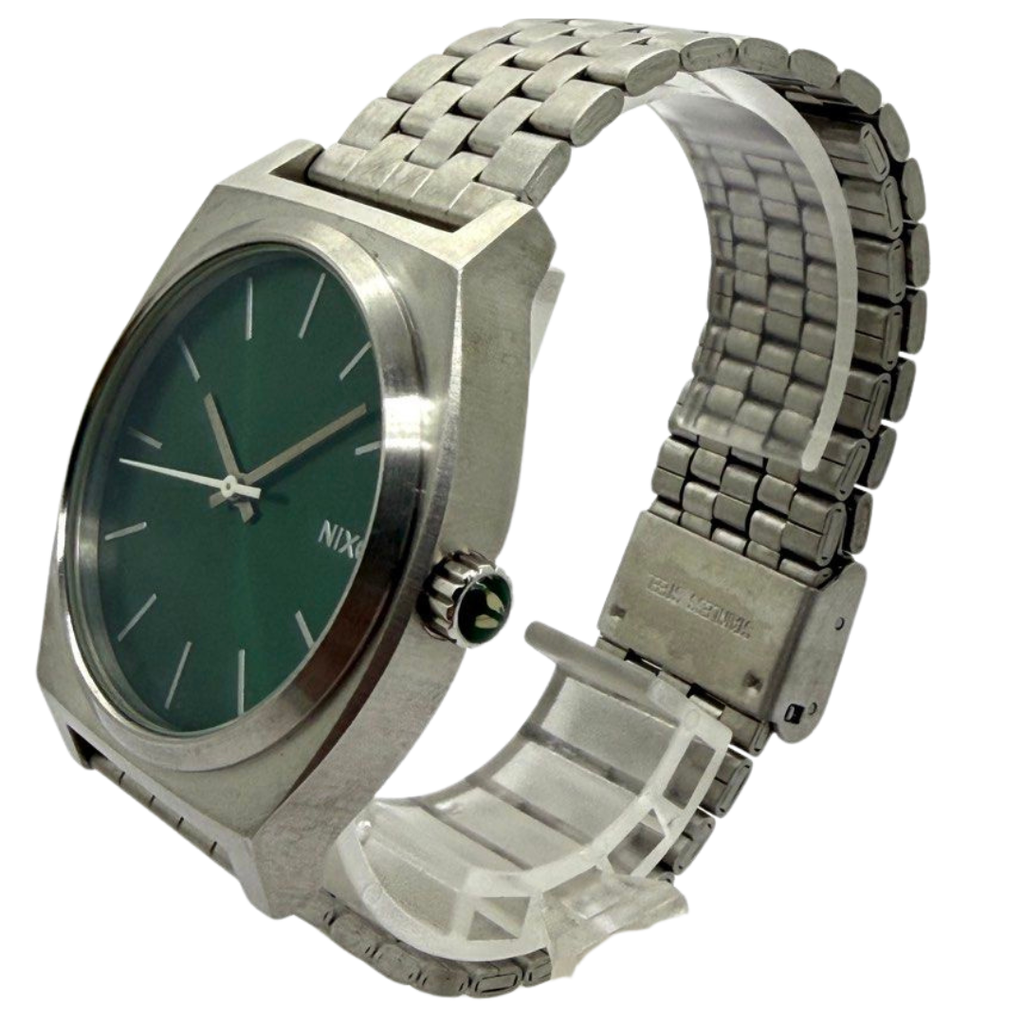 Nixon Time Teller 37mm Quartz Green Dial Steel Watch