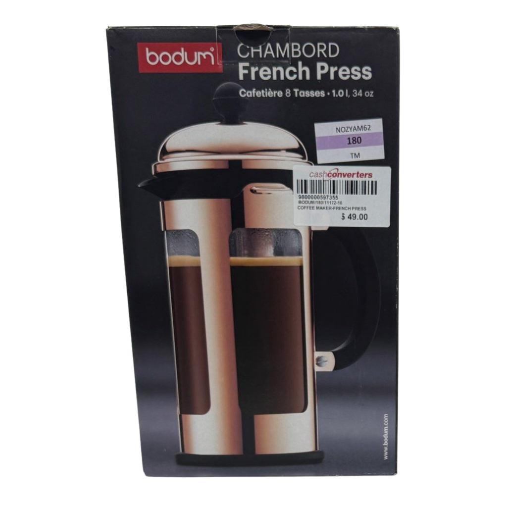 Bodum 11172-16 Chambord French Press 8 Cup Coffee Maker, 1L, Chrome