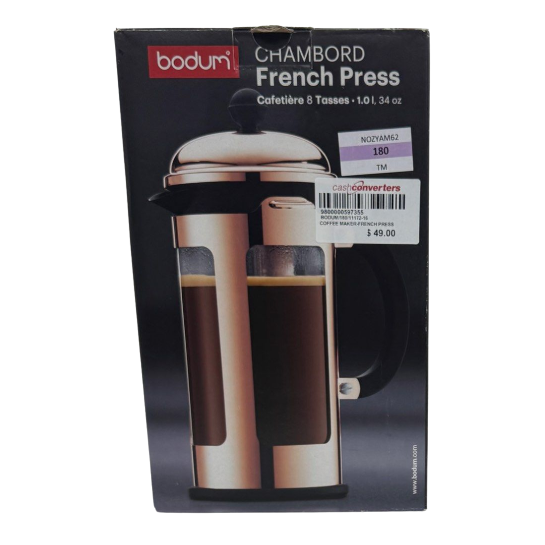 Bodum 11172-16 Chambord French Press 8 Cup Coffee Maker, 1L, Chrome