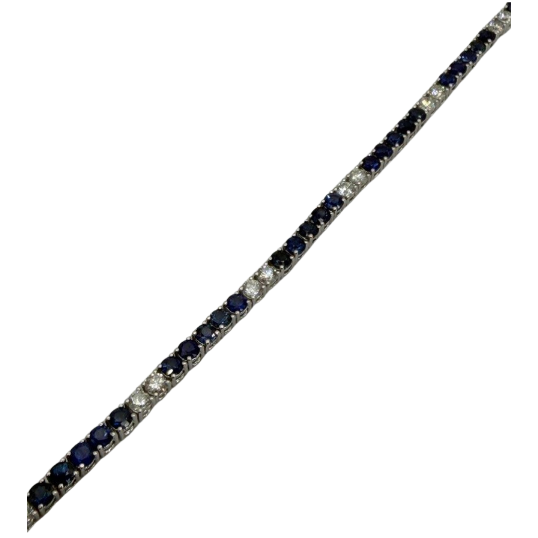 750 White Gold Natural Blue Sapphire & Diamond Bracelet