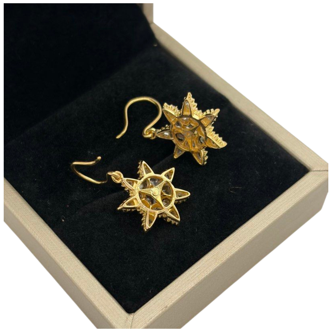 18K Yellow Gold Natural Intan Earring