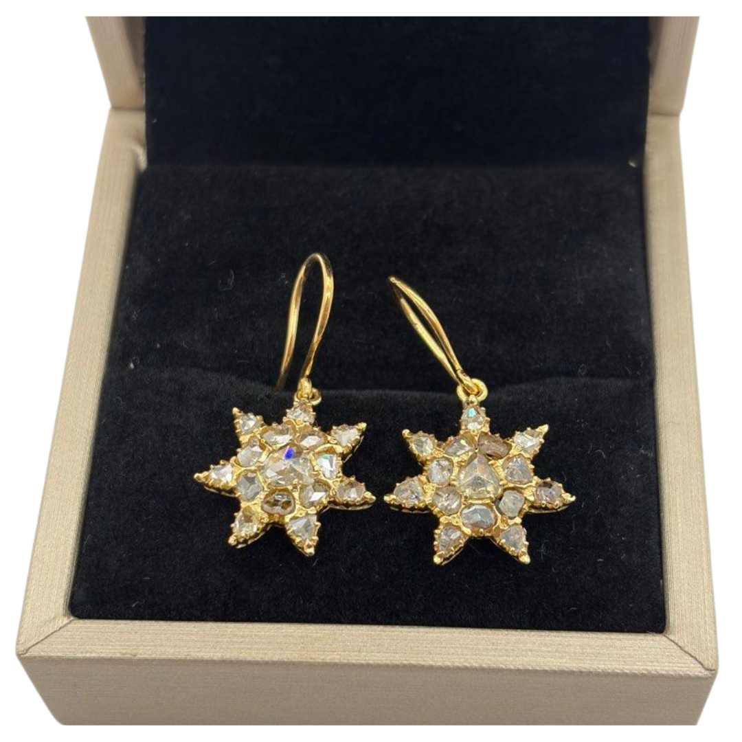 18K Yellow Gold Natural Intan Earring