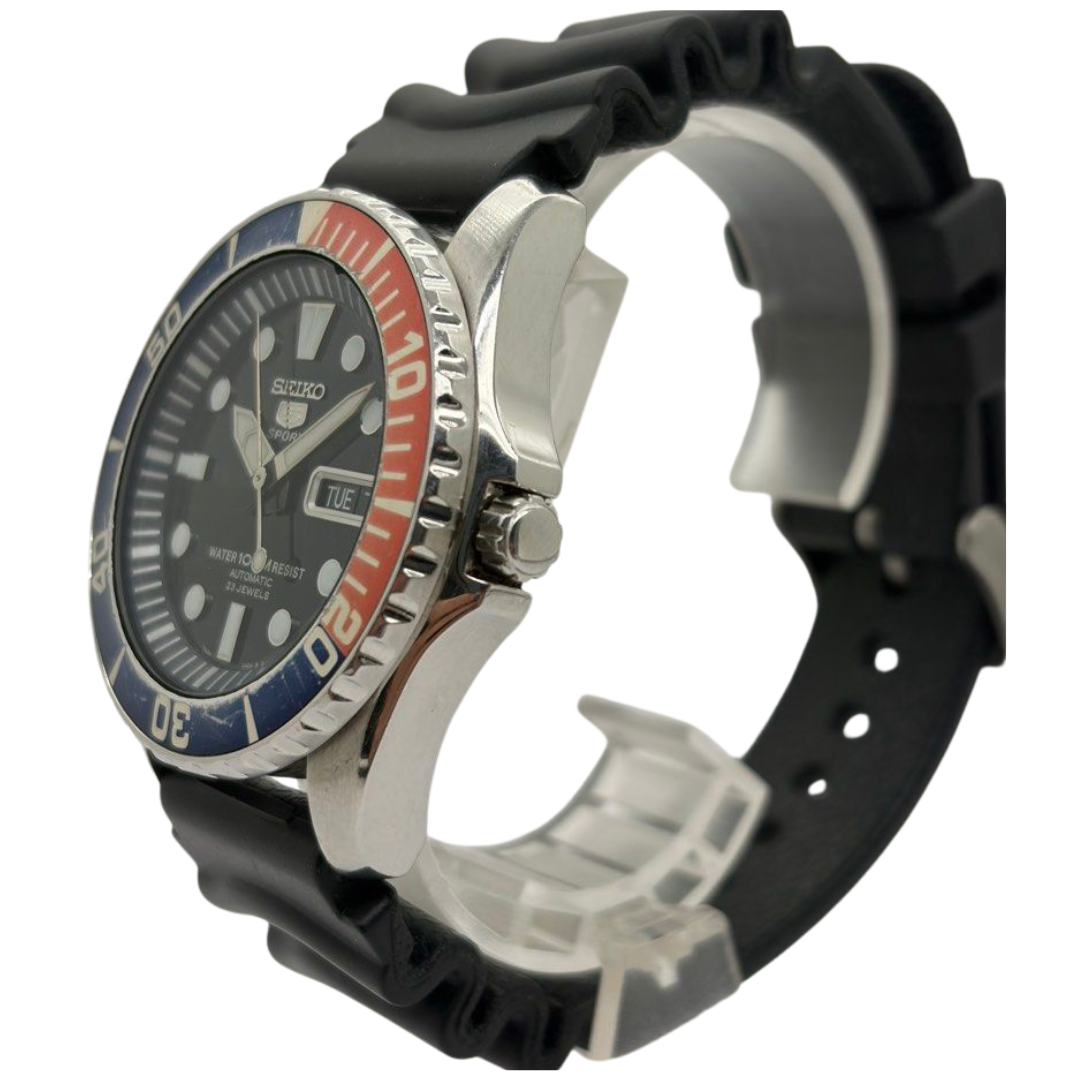 Seiko 5 Sports 41mm Automatic Pepsi Bezel Black Dial Watch
