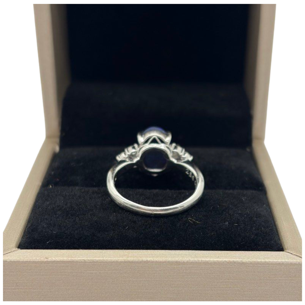 PT900 Natural Black Opal & Diamond Ring