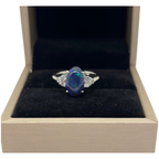 PT900 Natural Black Opal & Diamond Ring