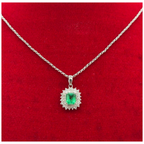 PT850/900 Natural Emerald (Colombia) & Diamond Necklace