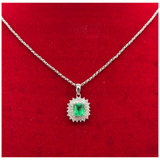 PT850/900 Natural Emerald (Colombia) & Diamond Necklace