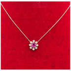 18K White Gold Natural Ruby & Diamond Necklace