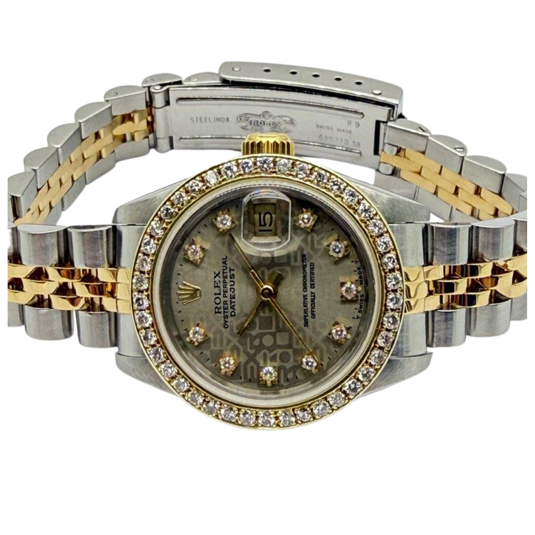 Rolex Datejust 69173 26mm Automatic Half Gold Grey Comp Diamond Dial/Bezel Watch Secondary image