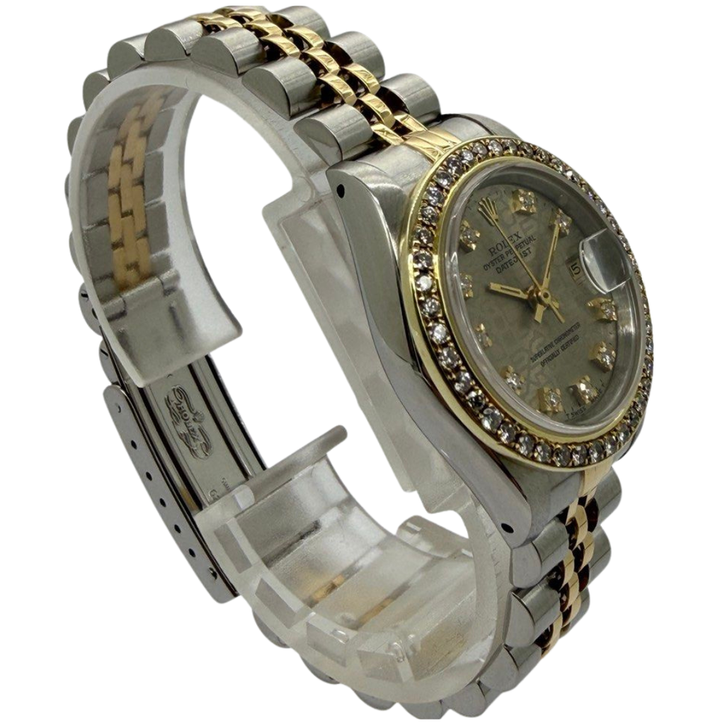Rolex Datejust 69173 26mm Automatic Half Gold Grey Comp Diamond Dial/Bezel Watch