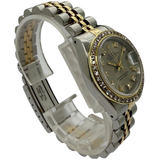 Rolex Datejust 69173 26mm Automatic Half Gold Grey Comp Diamond Dial/Bezel Watch