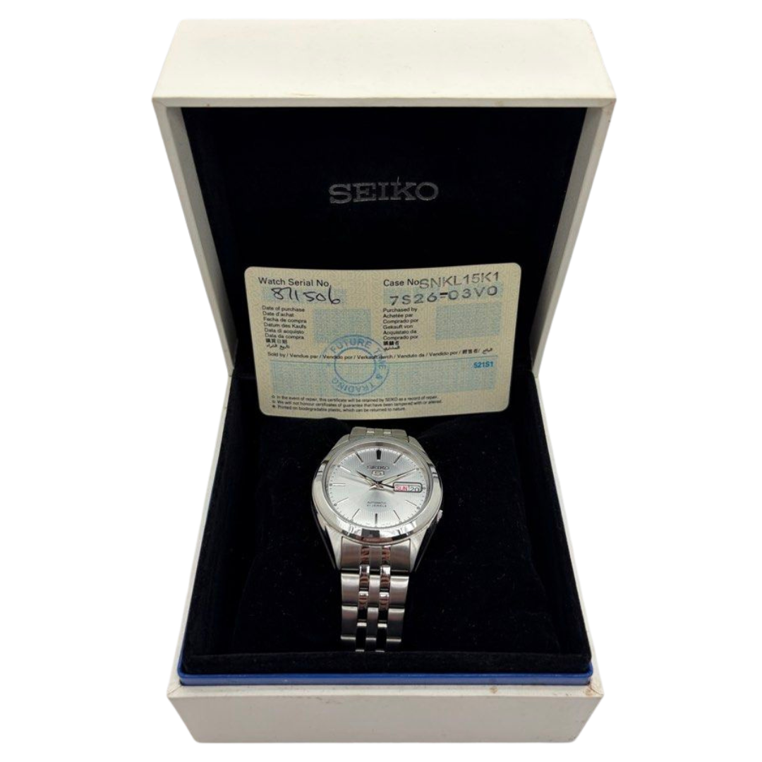 Seiko 5 SNKL15A 38mm Automatic Silver Dial Watch