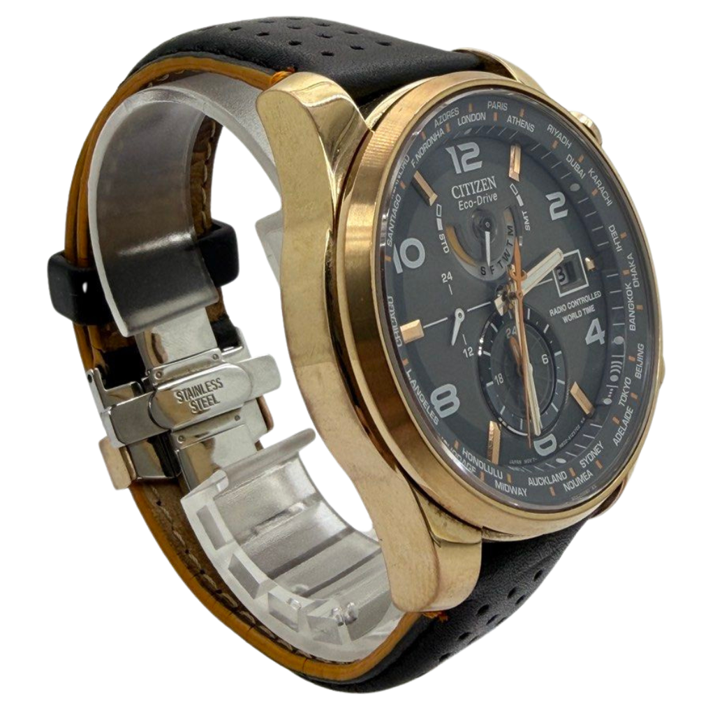 Citizen World Time AT9013-03H Radio Controlled Eco-Drive 43mm Black Dial Watch