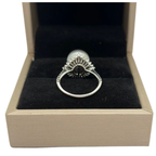 PT900 Natural Black South Sea Pearl & Diamond Ladies Ring