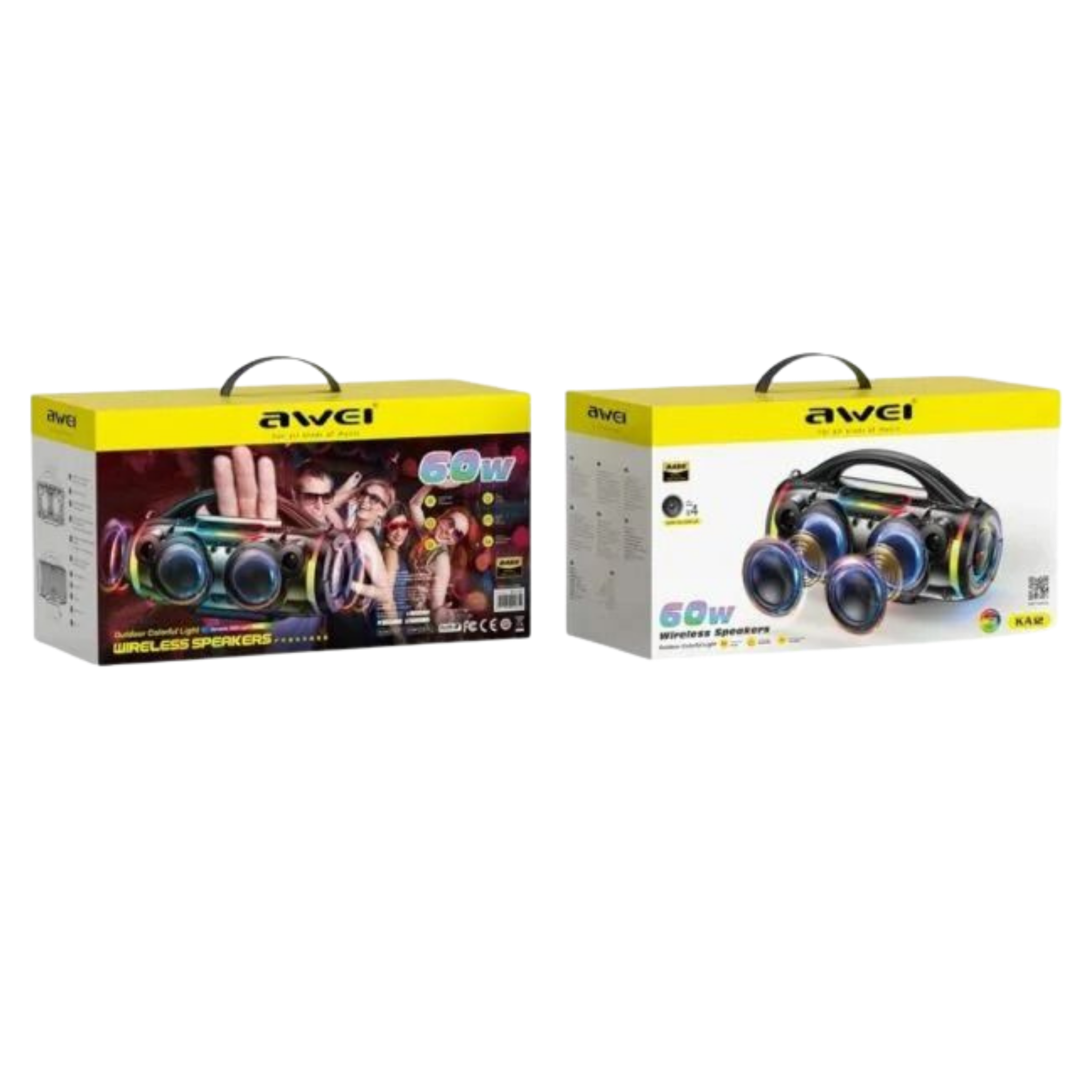 Awei KA12 Portable Wireless Speaker 60W Bluetooth 5.3 RGB Ambient Light Stereo Bass