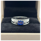 750 White Gold Natural Blue Sapphire & Diamond Men’s Ring