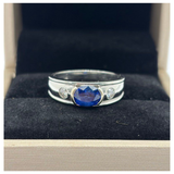 750 White Gold Natural Blue Sapphire & Diamond Men’s Ring