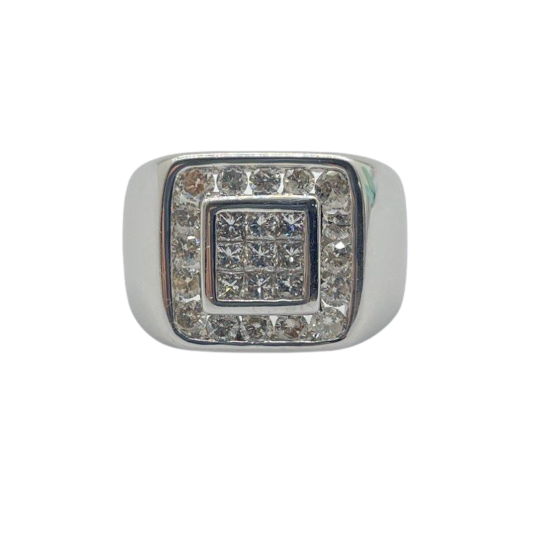 18K White Gold Natural Diamond Men’s Ring