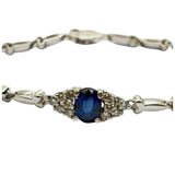 PT900 Natural Blue Sapphire & Diamond Bracelet