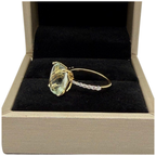 18K Yellow Gold Aquamarine & Diamond Ring