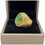 850 Yellow Gold Natural Jadeite (Type-A) & Diamond Men’s Ring
