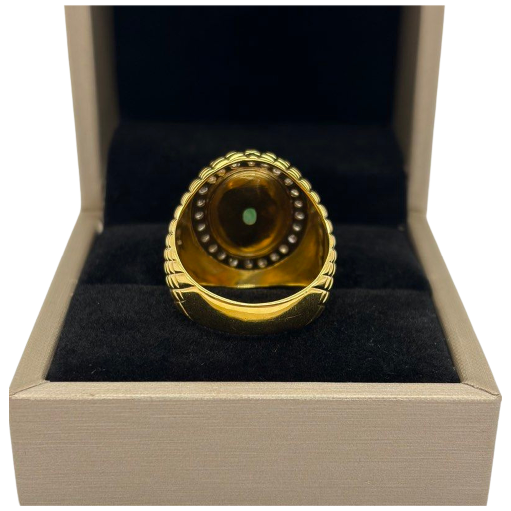 850 Yellow Gold Natural Jadeite (Type-A) & Diamond Men’s Ring