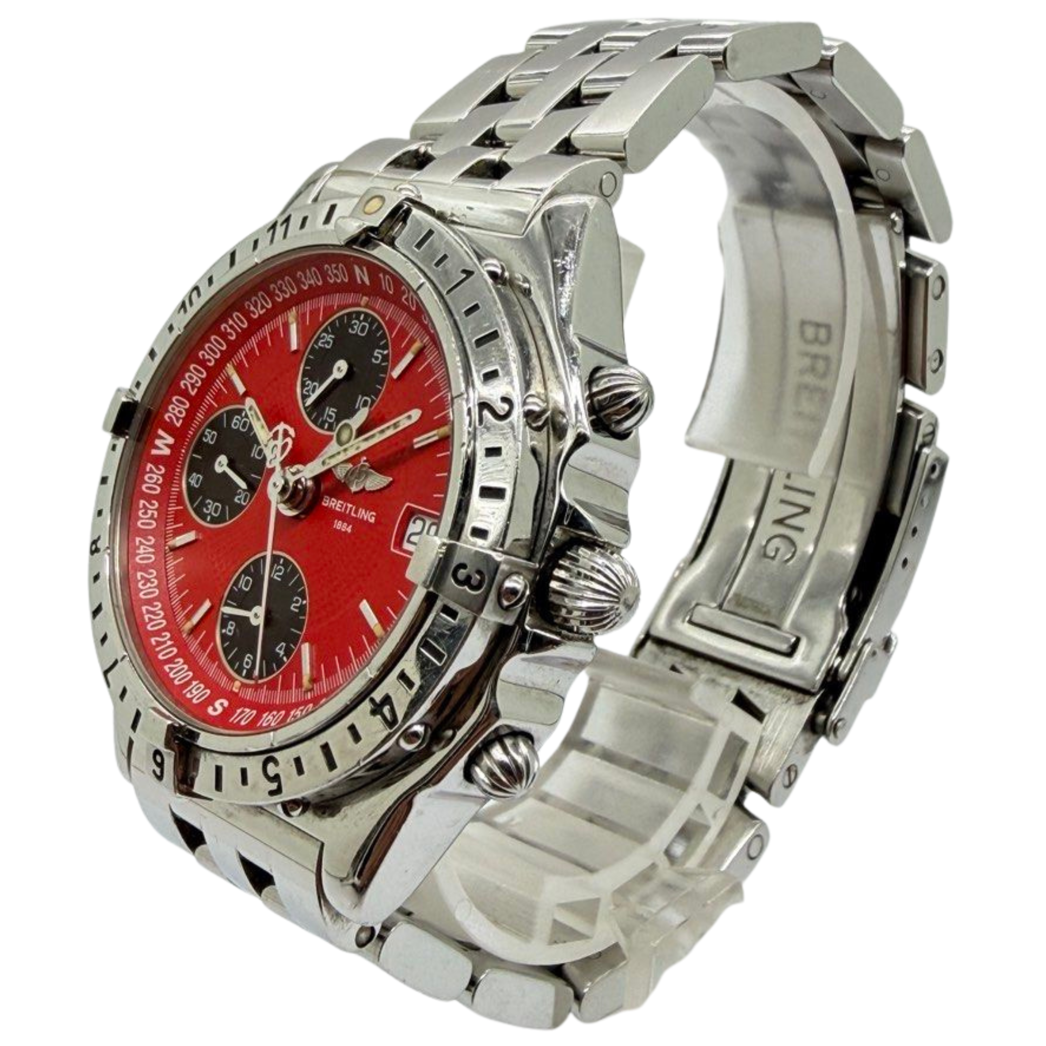 Breitling Chronomat Longitude GMT 39mm Automatic Red Dial Steel Watch Secondary image
