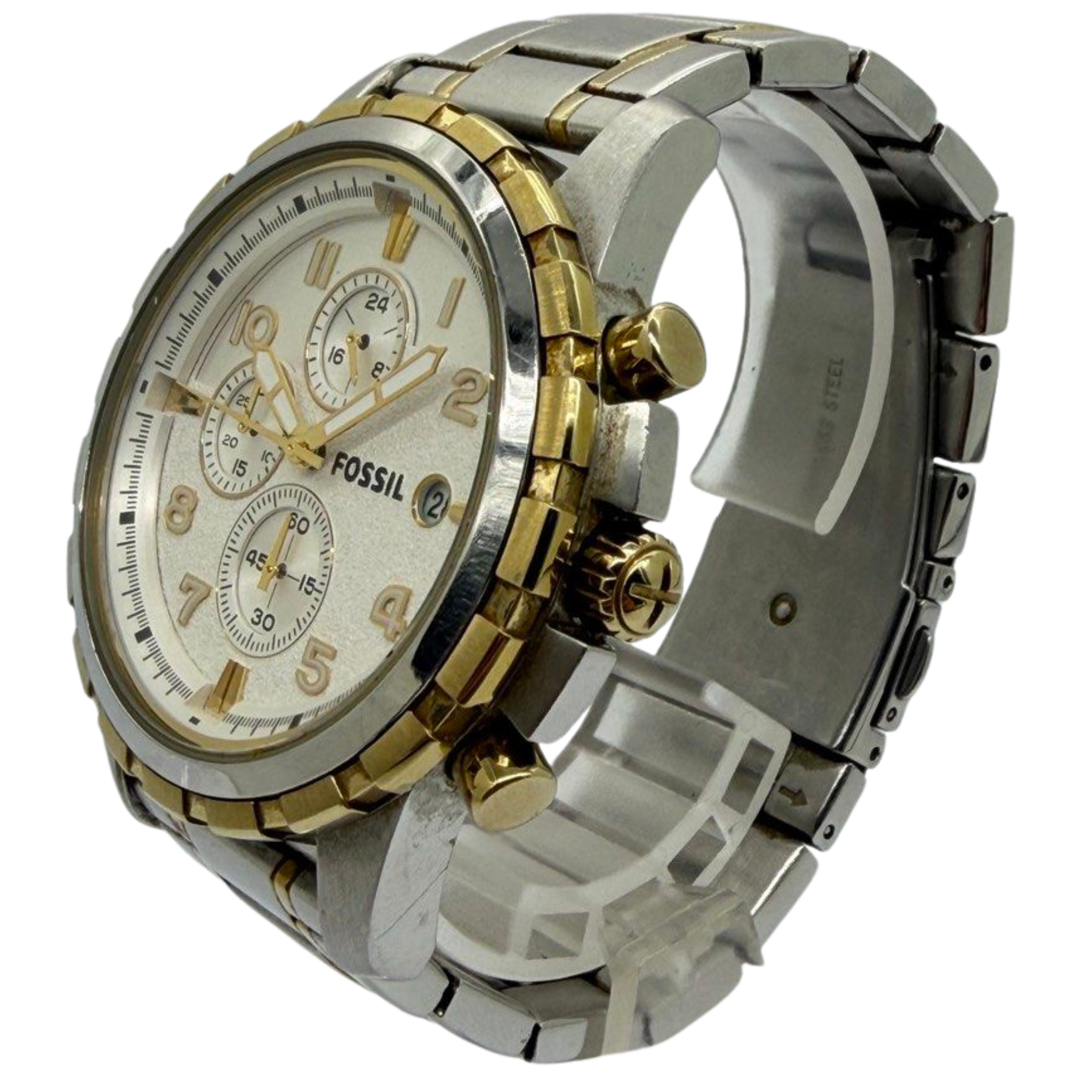 Fossil FS4795 45mm Quartz Chronograph Silver Dial Watch