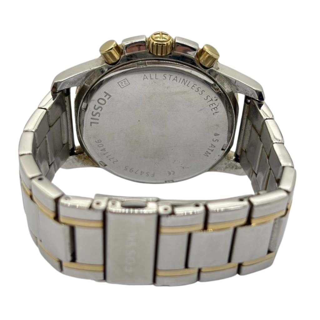 Fossil FS4795 45mm Quartz Chronograph Silver Dial Watch