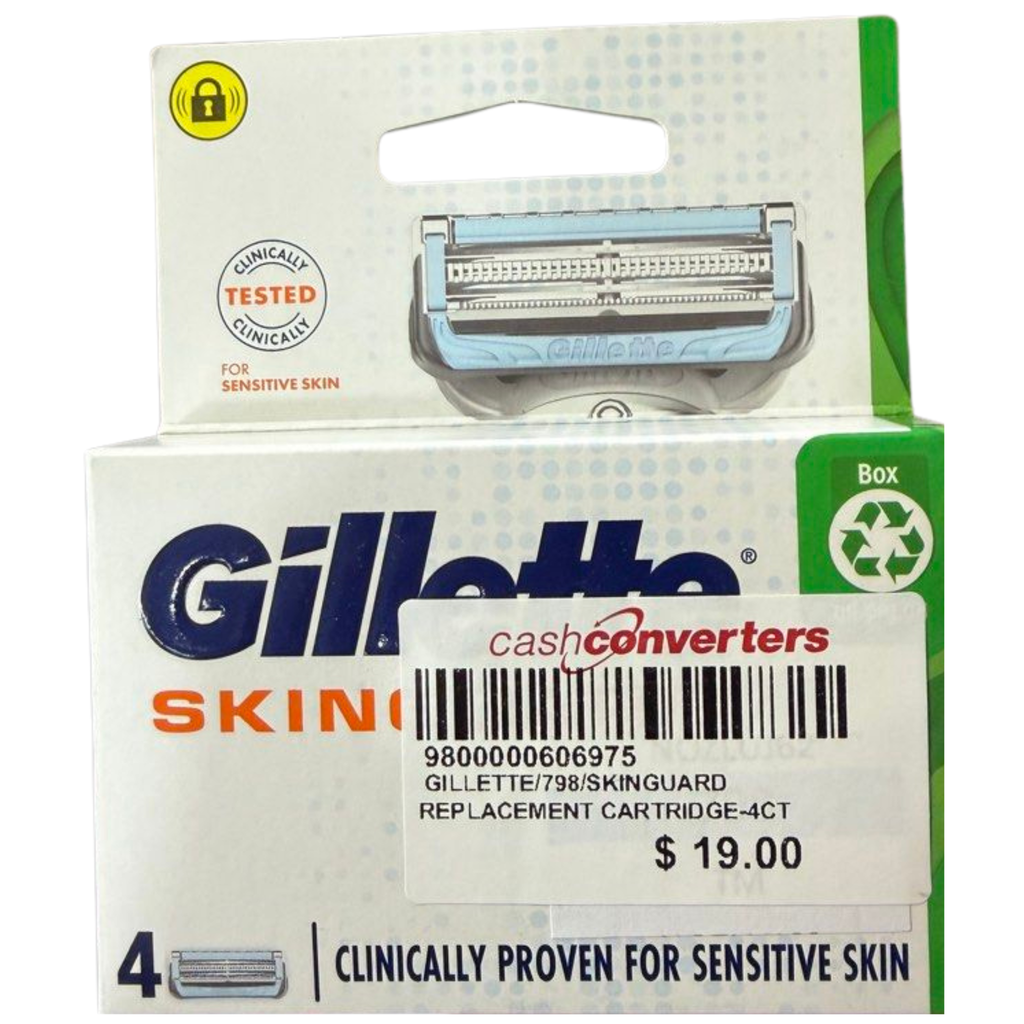 Gillette Skinguard Razor Blades 4 Cartridges Refills, Shave Care