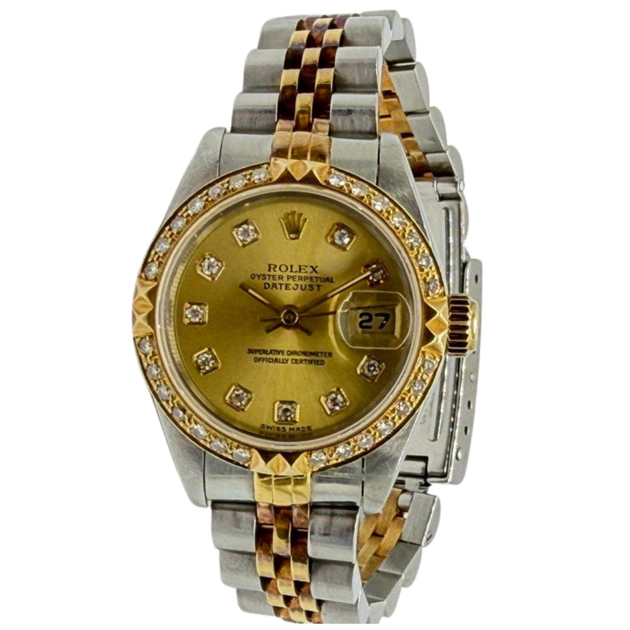 Rolex Datejust 69173 26mm Half Gold Diamond Dial, Bezel Automatic Watch Main image