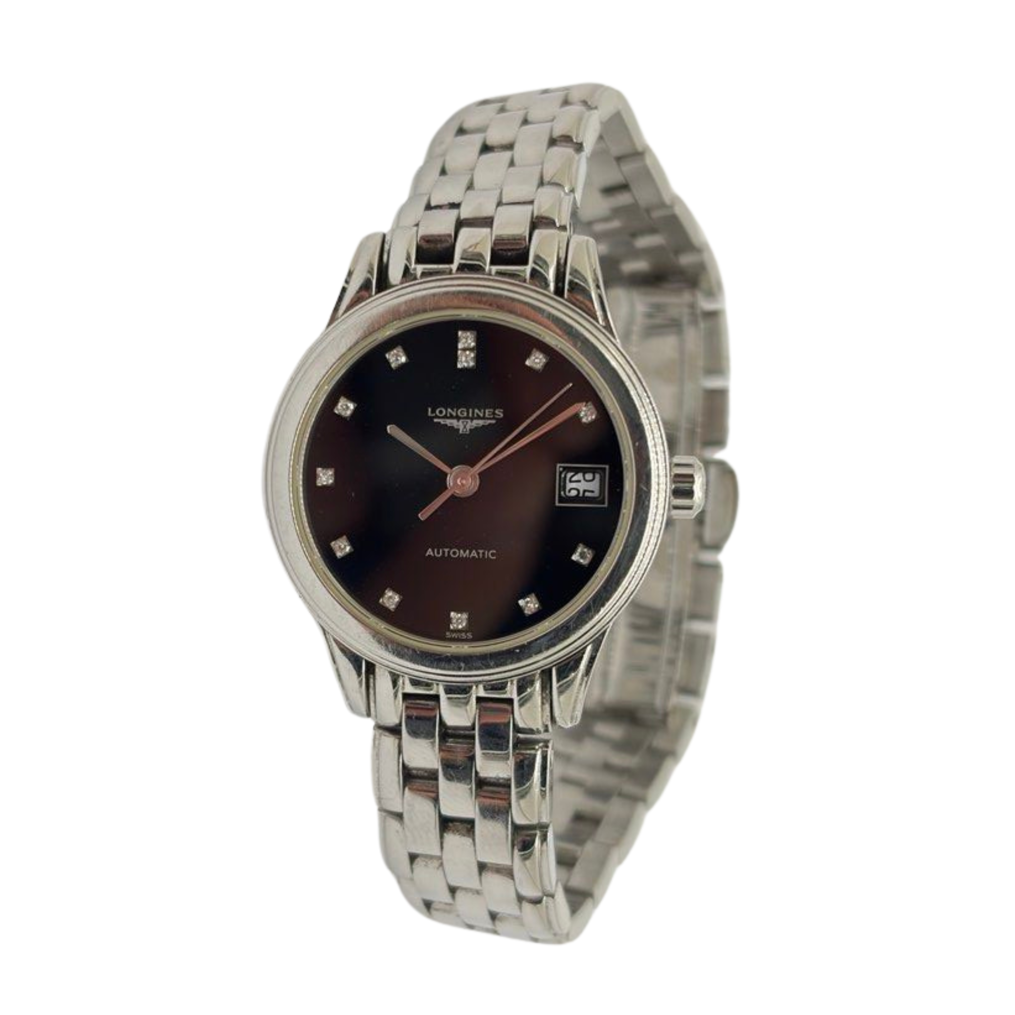 Longines Flagship Classic 26mm Automatic Steel Diamond Black Dial Watch L4.274.4