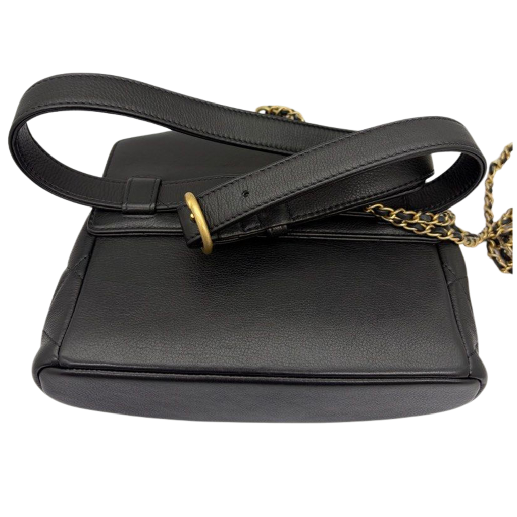 Chanel Carry With Chic Chain Flap Waist Bag Quilted Lambskin Black
