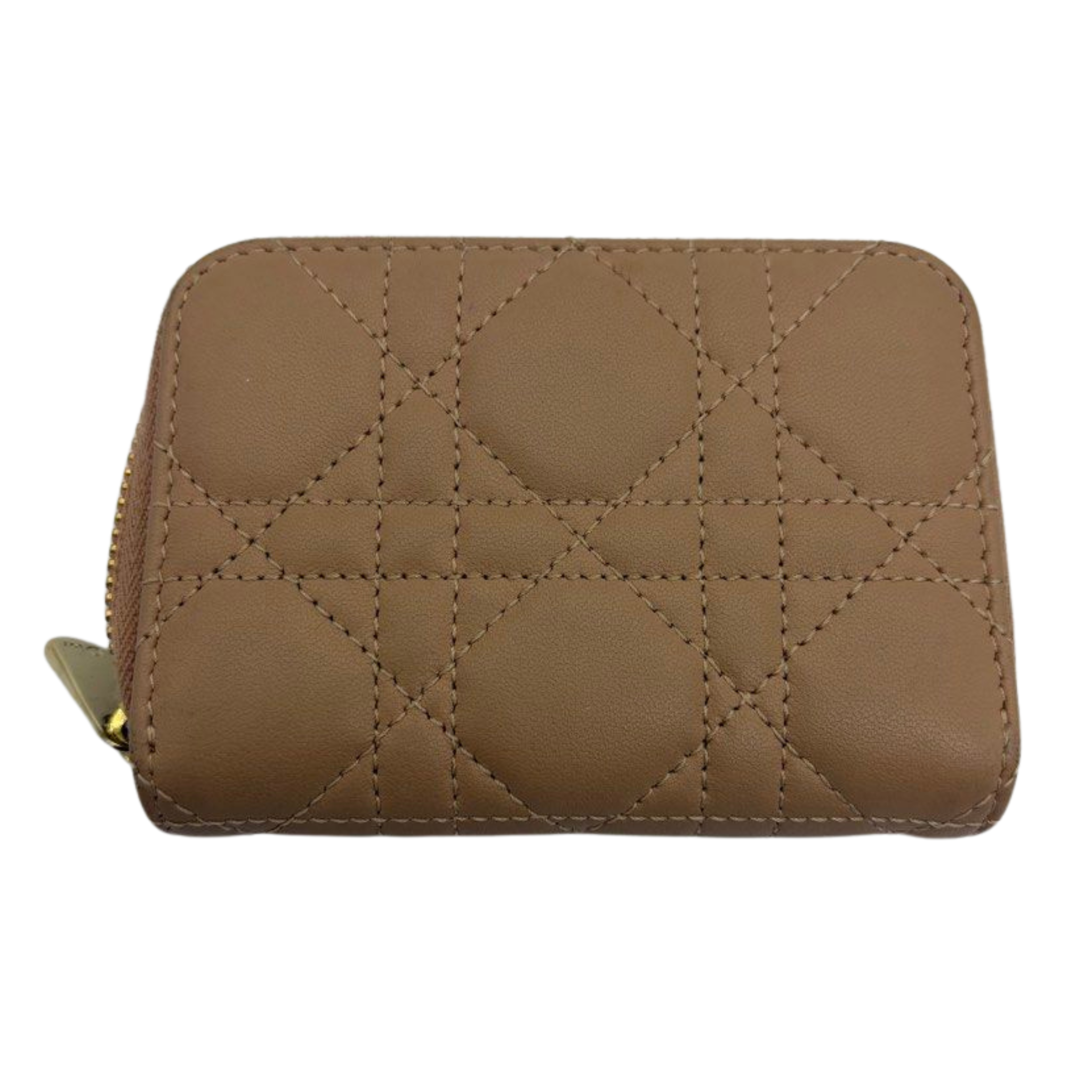 Christian Dior Lambskin Dior Small Lady Dior Voyageur Coin Purse Brown