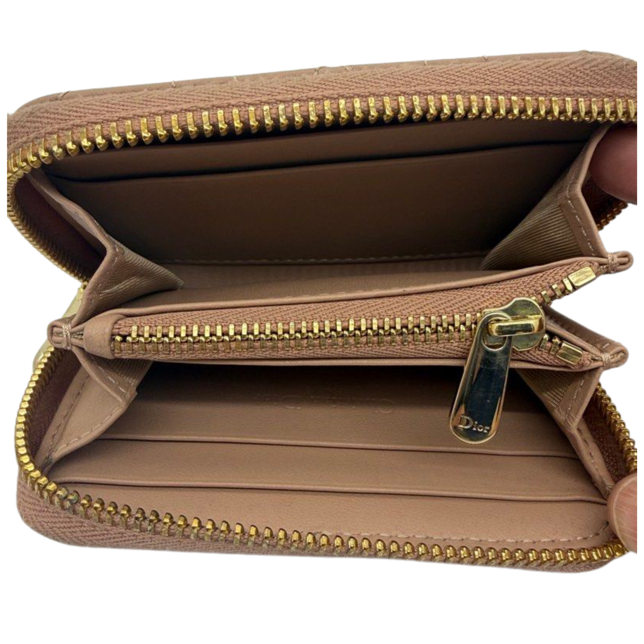Christian Dior Lambskin Dior Small Lady Dior Voyageur Coin Purse Brown