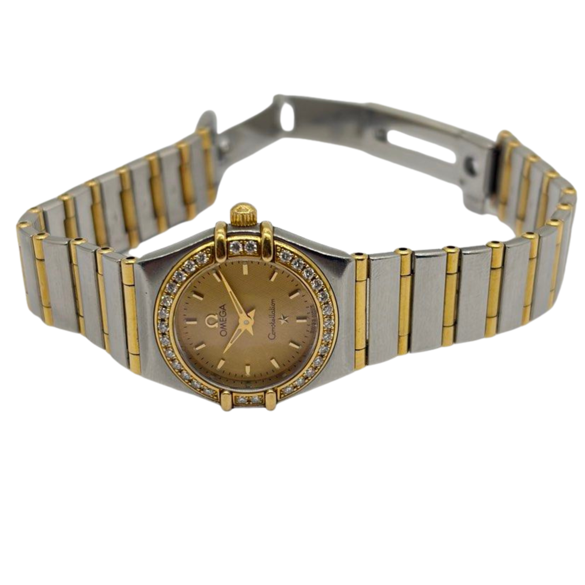 Omega Constellation 1267.10 22.5mm Half Gold Diamond Bezel Quartz Watch