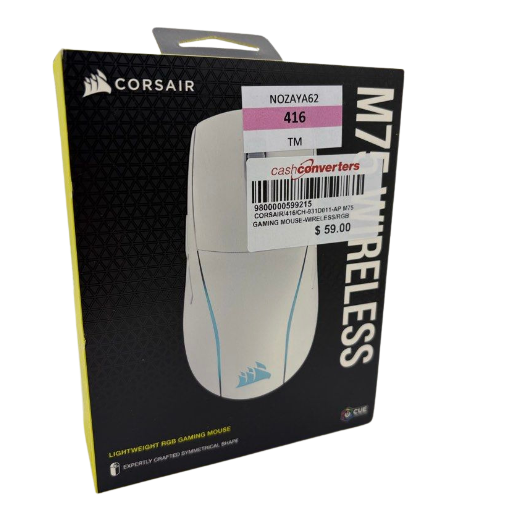 CORSAIR CH-931D011-AP M75 WIRELESS Lightweight RGB Gaming Mouse, Supports iCUE for FPS, 3.1 oz (89 g), 26000 DPI with QUICKSTRIKE, Bluetooth/SLIPSTREAM Wireless Connection, White Secondary image