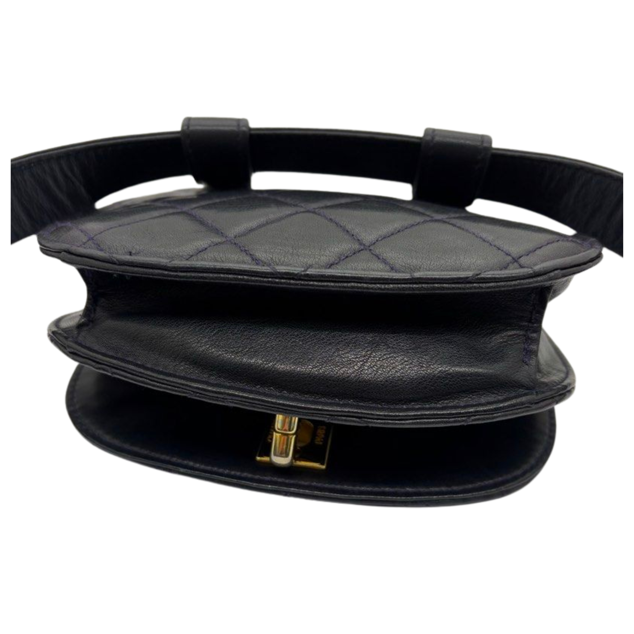 Chanel CC Black Matelasse Lambskin Belt Bag