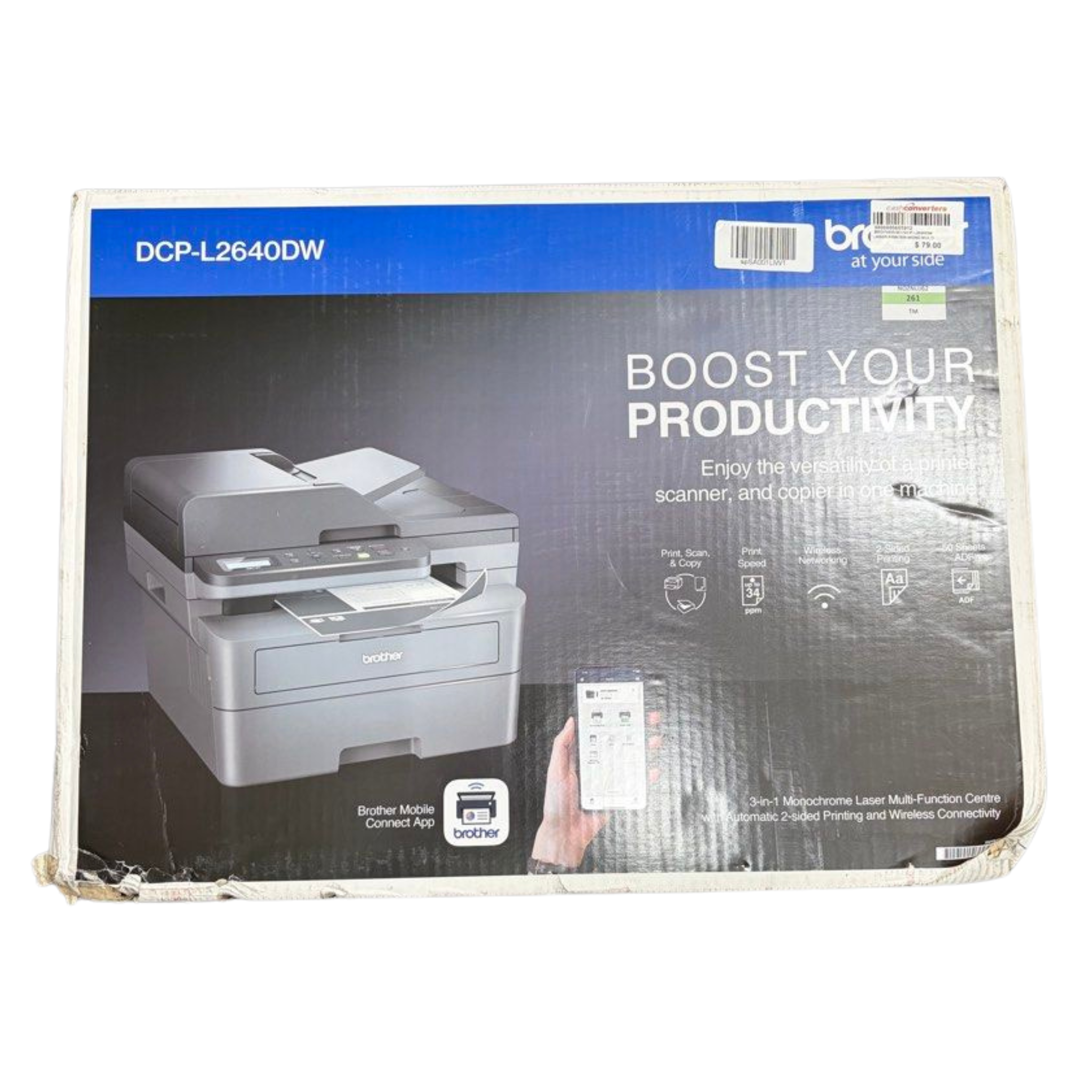 Brother DCP-L2640DW - Multi Function Mono Laser Printer with ADF, Print | Scan | Copy, Black
