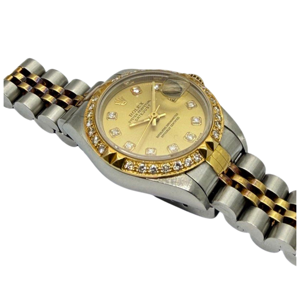 Rolex Datejust 69173 26mm Half Gold Diamond Dial, Bezel Automatic Watch