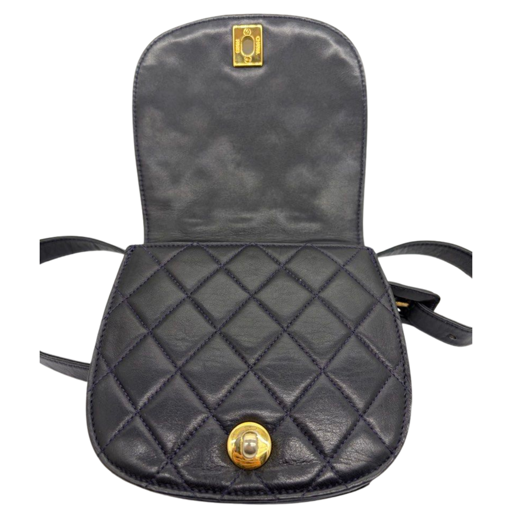 Chanel CC Black Matelasse Lambskin Belt Bag